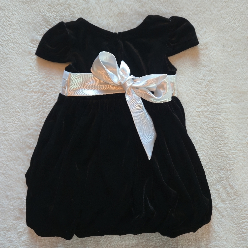 Sweet Heart Roses 18M Velvet Balloon Dress Satin Sash & Rose Posh Vintage Baby - Picture 4 of 16